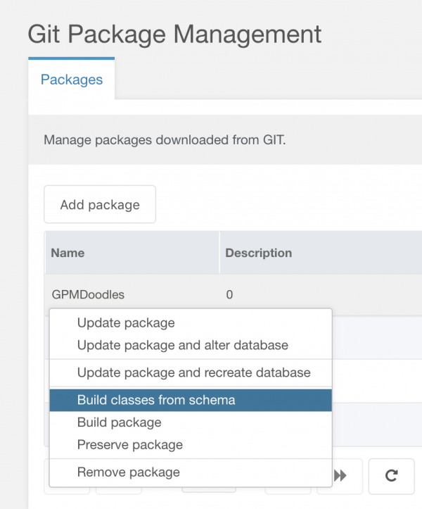 GPM package context menu