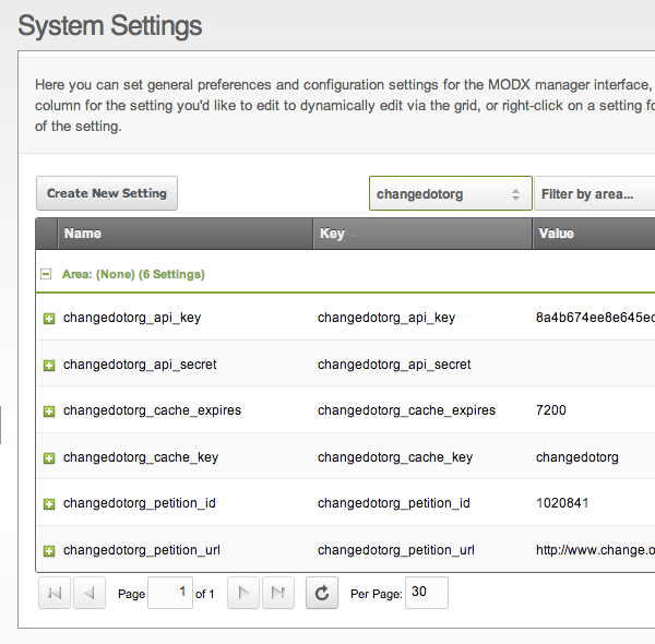 system settings