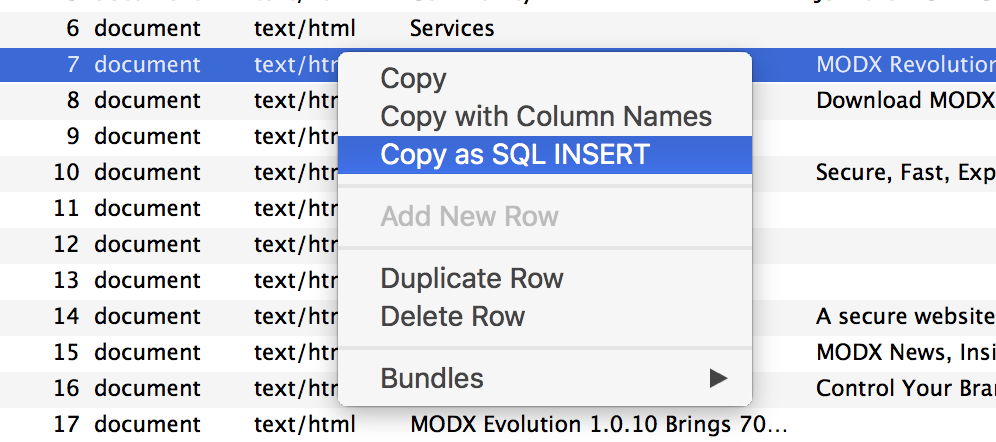 Copy as SQL