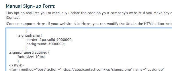 iContact Sign Up Forms