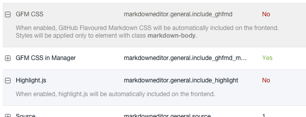 Markdown settings